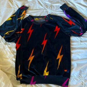 Aviator Nation velour bolt navy crewneck pullover sweartshirt women's size XS